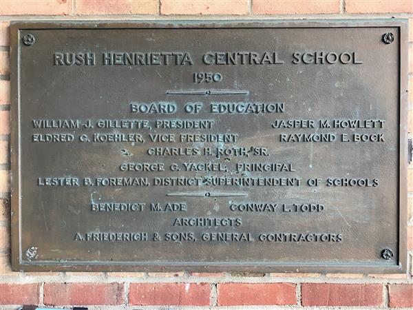 A dedication plaque at what is now Roth Junior High